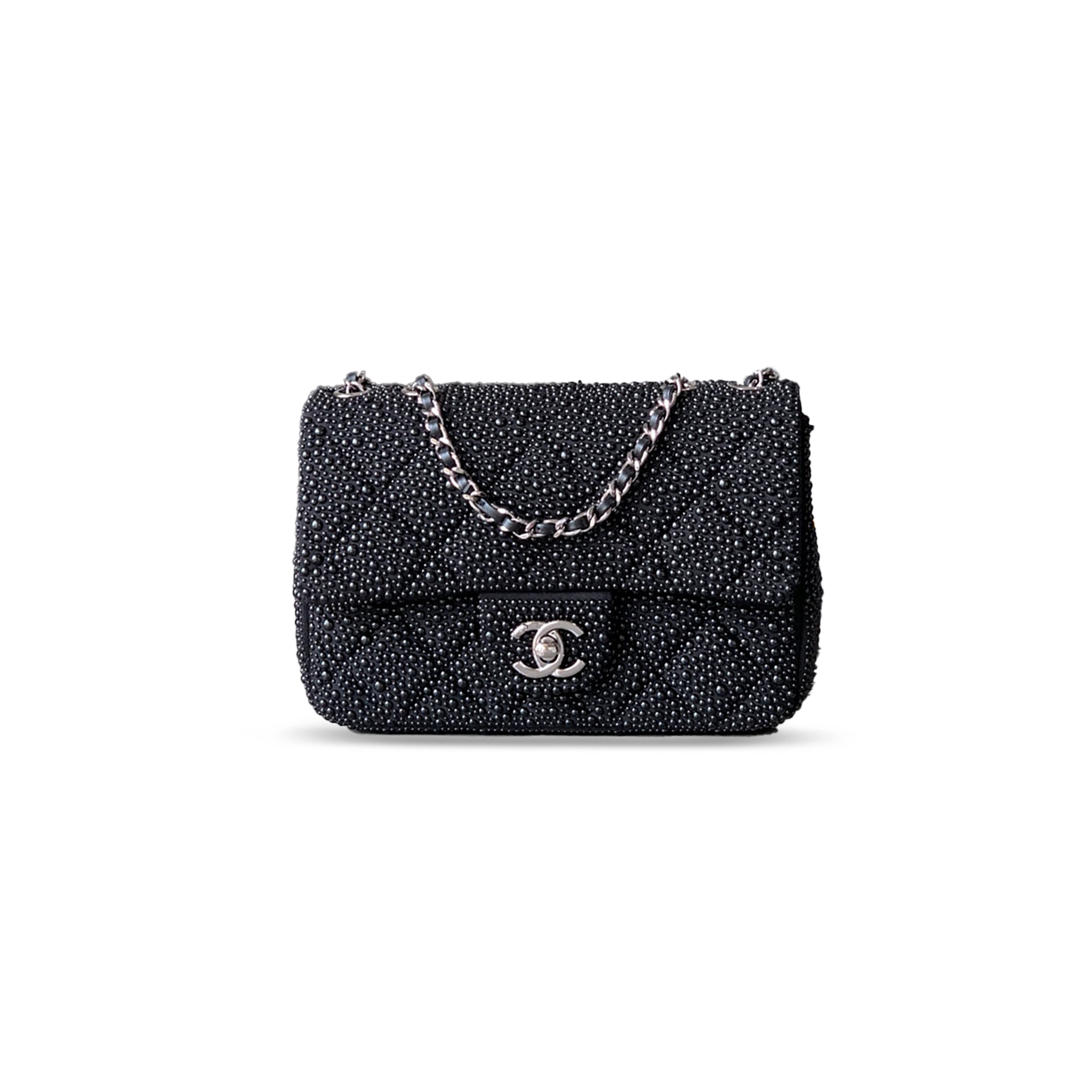CHANEL MINI EVENING BAG, IMITATION PEARLS & GOLD-TONE METAL BLACK 295850 (20*10*7cm)